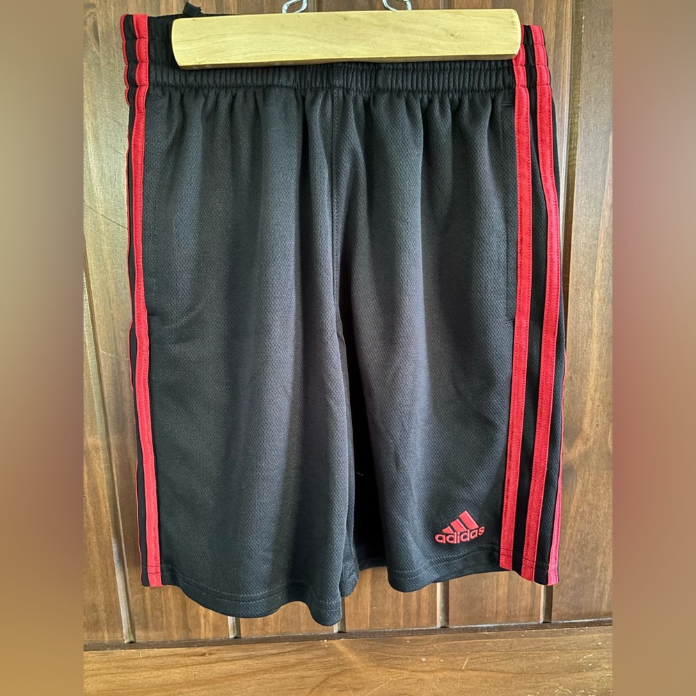 Adidas Black Shorts with Red stripes